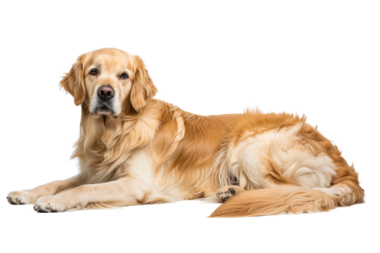 Golden Retriever Dog Lying Down, Isolated on Transparent Background, PNG