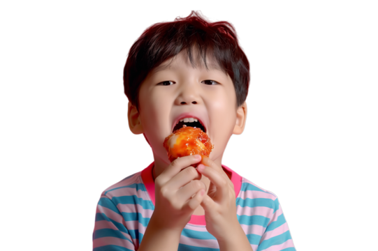 Child Eating a Colorful Ice Cream, Isolated on Transparent Background, PNG