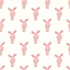Cute Rabbit Seamless Vector Pattern Design