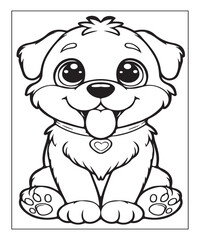 Cute puppy Black and white vector illustration for coloring book Ai generative