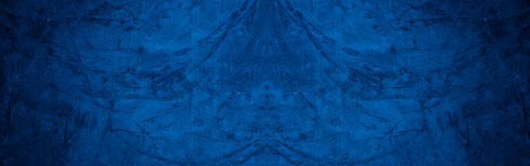 Old wall pattern texture cement blue dark abstract  blue color design are light with black gradient background.