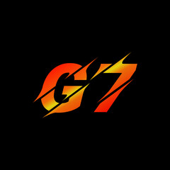 Vector graphic of g7 monogram logo. This vector is perfect for company logos, templates, backgrounds, banners, stickers, t-shirt designs, esports logos and branding etc.