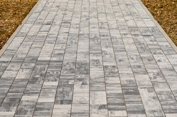 paving path made of gray decorative tiles