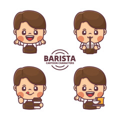 Collection of cute barista cartoon character designs