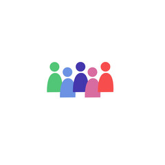 COLORFUL PEOPLE TOGETHER TEAMWORK CROWD UNION COMPANY EMPLOYERS TOGETHER SIGN SYMBOL LOGO