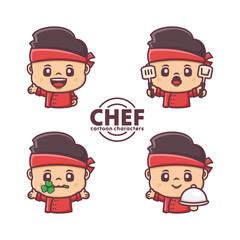 Collection of cute chef cartoon character designs