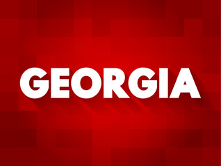 Georgia is a state in the Southeastern region of the United States, text emblem stamp with airplane