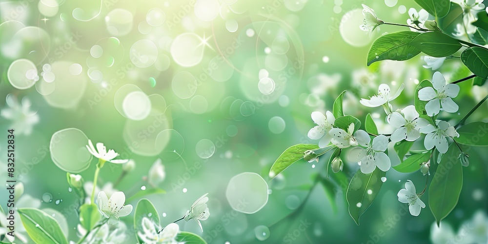 Poster spring blossoms with bokeh background