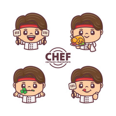 Collection of cute chef cartoon character designs