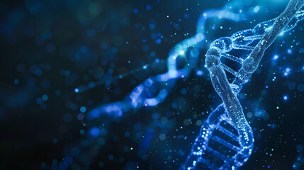 Fototapeta premium A glowing DNA double helix on a black background