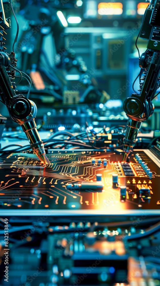 Poster an advanced circuit board production line in action