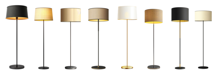 Modern style floor lamps for living room isolated on transparent or white background