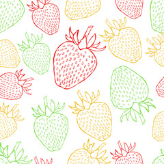 Hand-drawn Doodle Strawberry Seamless Pattern