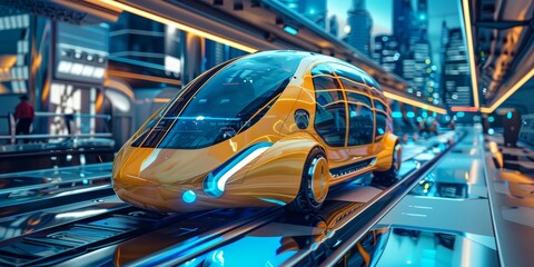 Obraz premium autonomous vehicles, showcasing self-driving cars or futuristic transportation concepts