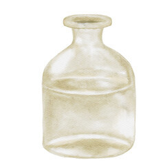 Empty glass vase watercolor illustration 