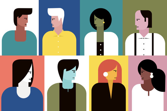 Illustration of a group of multi ethnic people 