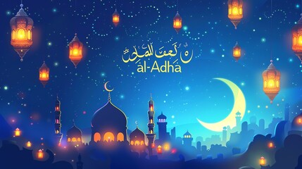 Eid al-adha celebrations with peaceful night sky background