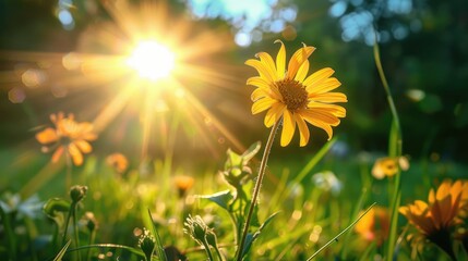 A meadow s flower stretching towards the sun