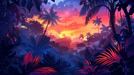 Jungle adventure poster illustration in vector style for movie posters