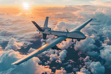 Military drone demonstration of neuron and radar technology in strategic aerial operation