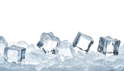 Obraz premium Eiswürfel, Crasheis am unteren Rand isoliert auf weißen Hintergrund, Freisteller 