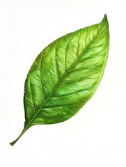 Obraz premium Vibrant of a Long Slender Peach Leaf in Bright Green