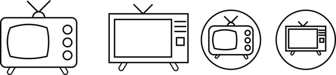 Retro TV icon in flat style, black and white retro TV icon, Vector illustration of Retro TV icon for you design eps 10.