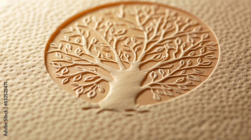 Aufkleber an elegant tree motif printed on a textured recycled paper card adds a touch of sophistication.