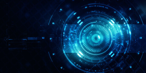 2d illustration Abstract futuristic electronic circuit technology background