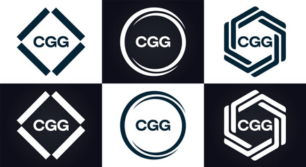 CGG logo. C G G design. White CGG letter. CGG, C G G letter logo design. C G G letter logo design in FIVE, FOUR, THREE, style. letter logo set in one artboard. C G G letter logo vector design.