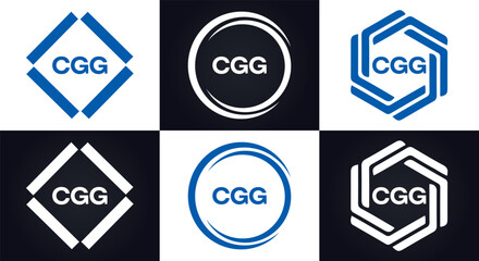 CGG logo. C G G design. White CGG letter. CGG, C G G letter logo design. C G G letter logo design in FIVE, FOUR, THREE, style. letter logo set in one artboard. C G G letter logo vector design.