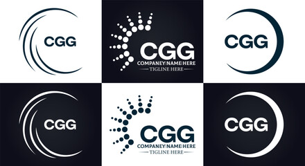 CGG logo. C G G design. White CGG letter. CGG, C G G letter logo design. C G G letter logo design in FIVE, FOUR, THREE, style. letter logo set in one artboard. C G G letter logo vector design.