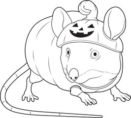 Mouse Halloween Pumpkin Animal Vector Graphic Art Illustration