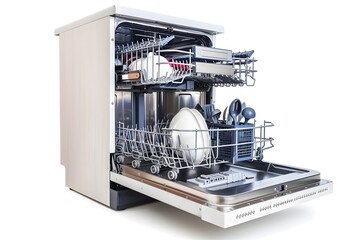 Stainless Steel Dishwasher Appliance in Minimalist Kitchen Interior