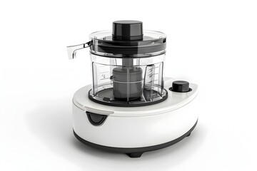 Photo of a White Food Processor Appliance Isolated on a Plain Background