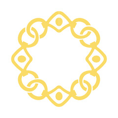 Chain round frame Texture Chain silhouette yellow and white circle border isolated on background. Chain design element