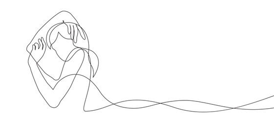 Continuous line drawing of woman art style. Modern single line art. Women beauty fashion concept, minimalistic style