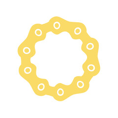 Chain round frame Texture Chain silhouette yellow and white circle border isolated on background. Chain design element