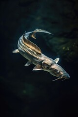 A fish with a long tail swimming in the water. Suitable for aquatic-themed designs