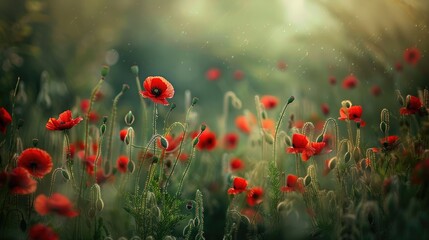 A meadow brimming with poppies