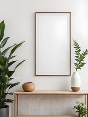 Close up of mockup poster frame on the white wall, interior mockup design, frame mockup