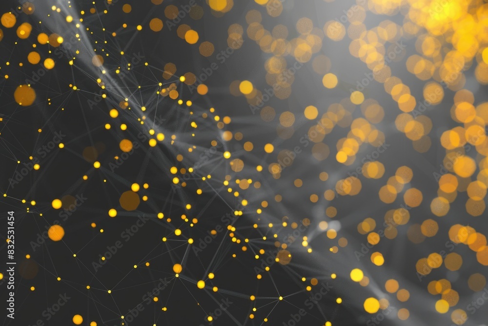 Poster A modern black and yellow background with dots and lines. Suitable for graphic design projects