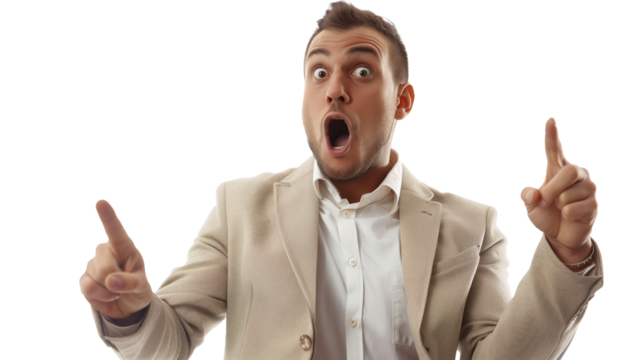 A person with hands up finger pointing to middle with wow tone