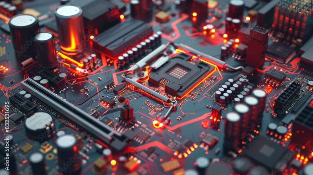 Aufkleber detailed view of a computer motherboard, suitable for tech concepts