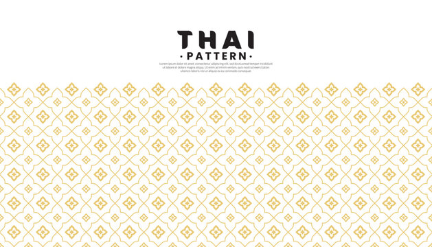 Seamless golden Thai pattern on a white background. The concept of traditional Thai cultural patterns. Flat style design. Vector illustration.