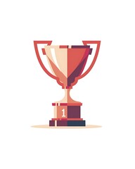 Winner #1 trophy number one winner's golden shine winner's circle brand new award sweepstakes winning red 2d large. Trophy illustration isolated on a white background.