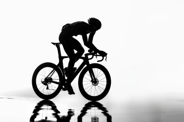 Silhouette of a man riding a bike. Suitable for outdoor activities promotion