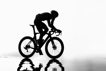 Obraz premium Silhouette of a man riding a bike. Suitable for outdoor activities promotion