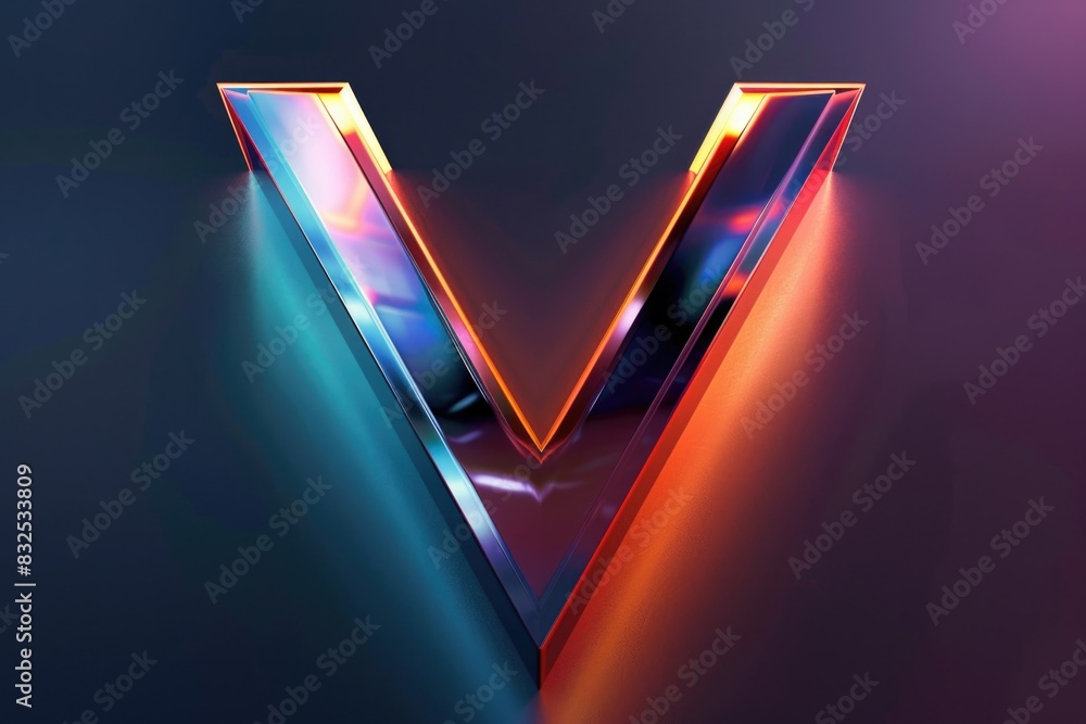 Canvas Prints Vibrant letter V illuminated with colorful lights, perfect for signage or festive decorations