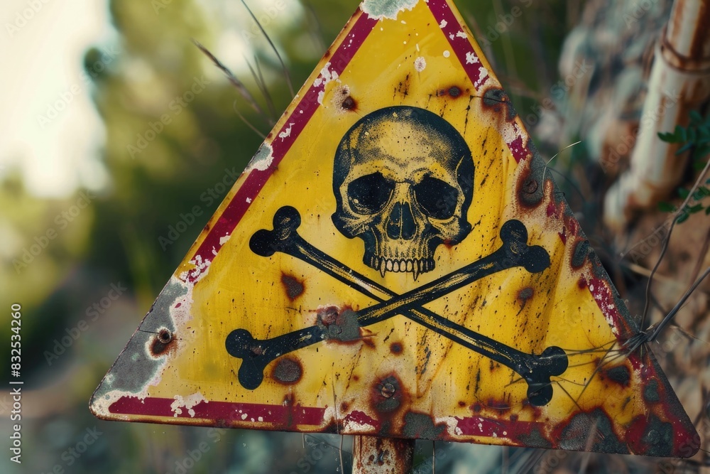 Poster a sign with a skull and crossbones, perfect for warning of danger. ideal for cautionary messages
